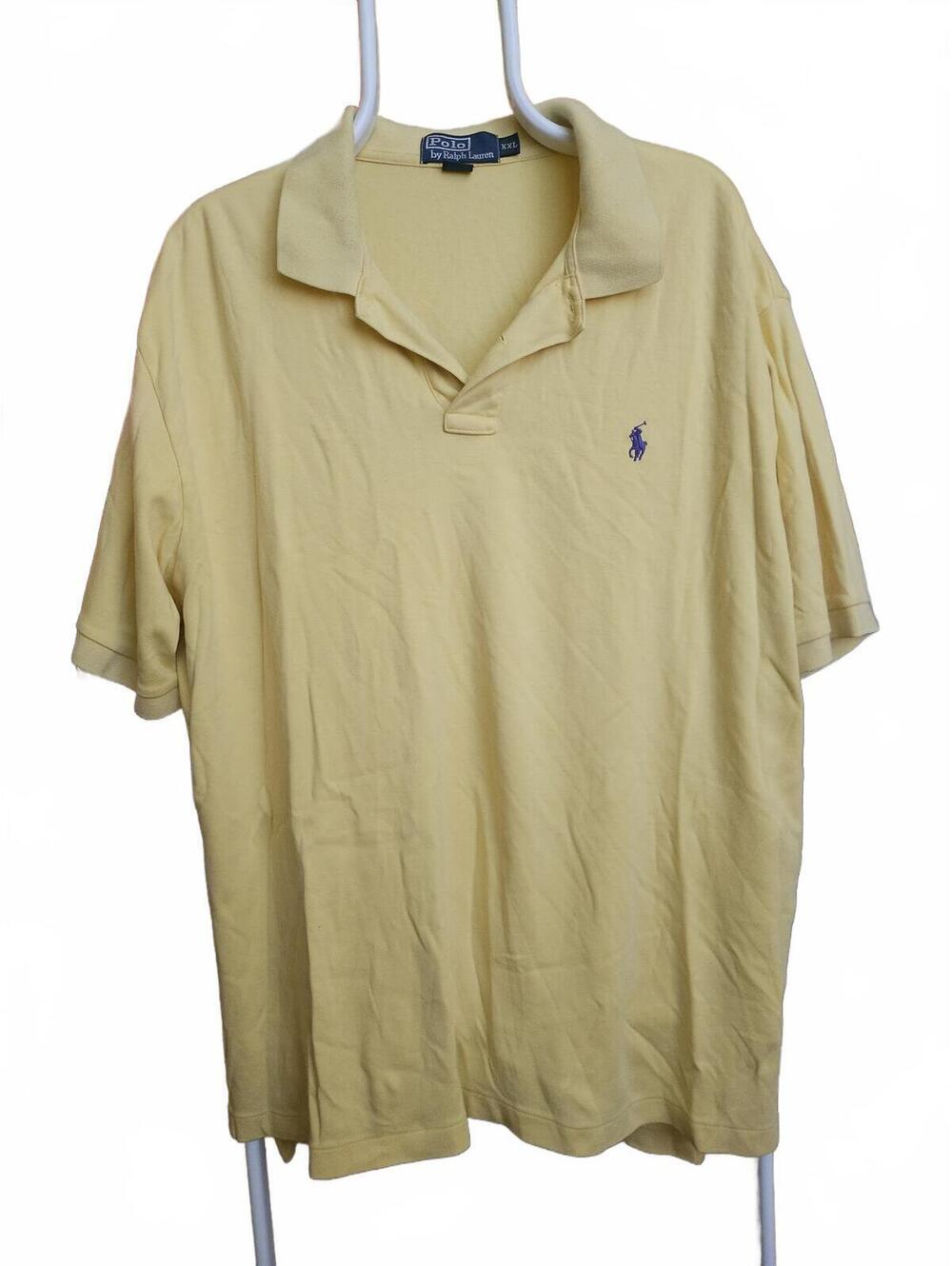 Polo Ralph Lauren 2XL yellow Polo Short Sleeve Blue Pony Logo EUC